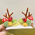 1pair Christmas Hair Clip  Antler Hair Accessory, Mushroom Brown, Mushroom Red, Powder Coating Antler Gold, Red Green Ball, Hat