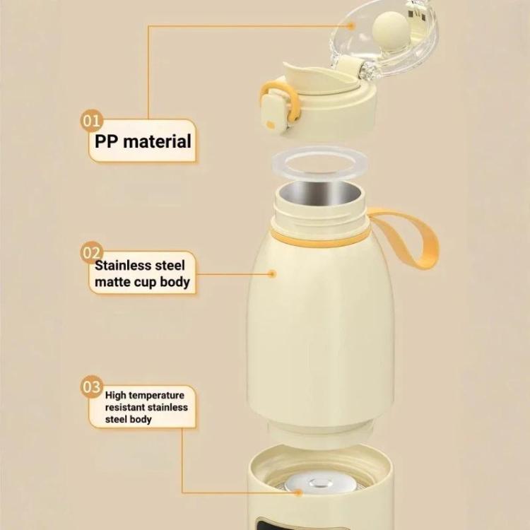 450ml Portable Wireless Baby Bottle Warmer 15000mAh Rechargeable Heating Cup 37-55 degrees, Stainless Steel, Glass