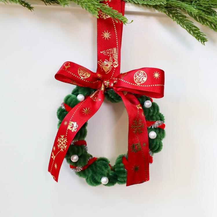 Twisted Stick Fabric Christmas Wreath Hanging Christmas Tree Decorations, 12cm Pearl Green, 8cm Small Green, 8cm Small Khaki, 8cm Small Red, 8x11cm Small, 12cm Pearl Red Green