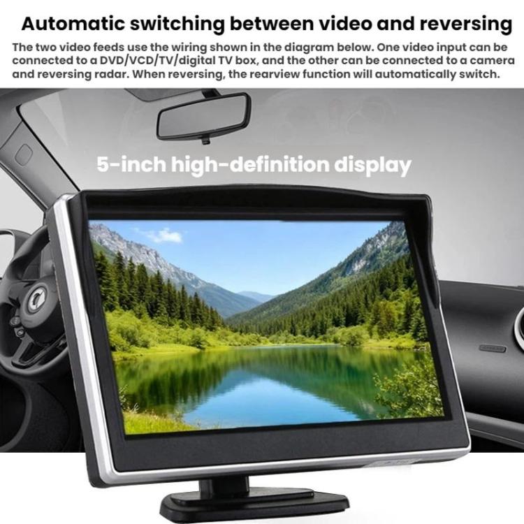 5-Inch Car Display + Reversing Camera System, LED Version, Infrared Version