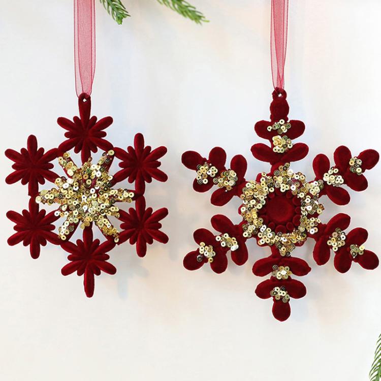 Christmas Tree Decorative Ornaments Flocked Wreath Reindeer Hanging Ornaments, Snowflakes, Sunflower Garland, Wreath-horned Elk, Turning-Deer, English Letters, Stars