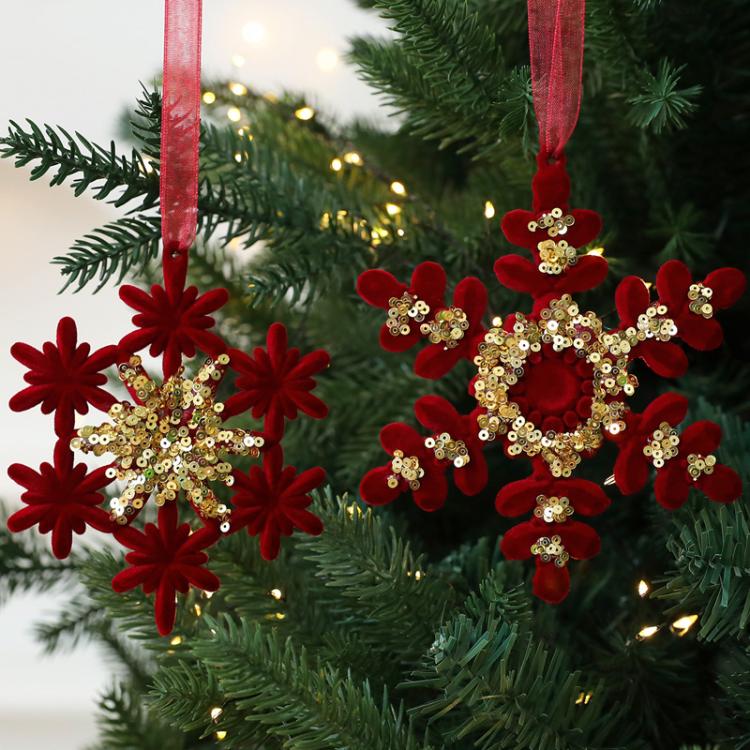 Christmas Tree Decorative Ornaments Flocked Wreath Reindeer Hanging Ornaments, Snowflakes, Sunflower Garland, Wreath-horned Elk, Turning-Deer, English Letters, Stars