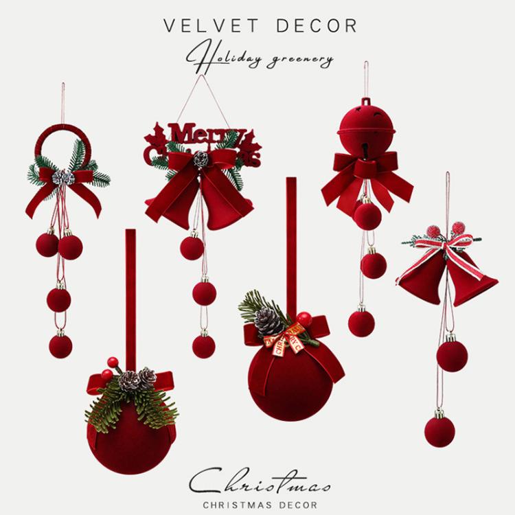 Christmas Flocking Decorations Window Hanging Accessories, Bell, Ball Bells, Alphabet Sign Double Bells, Bell Bow, Round Ring, Bow Double Bells, Christmas Ball, Christmas Ball Style B, Medium Bell, Hand-painted English Style A, Double Bell Ring Style B...
