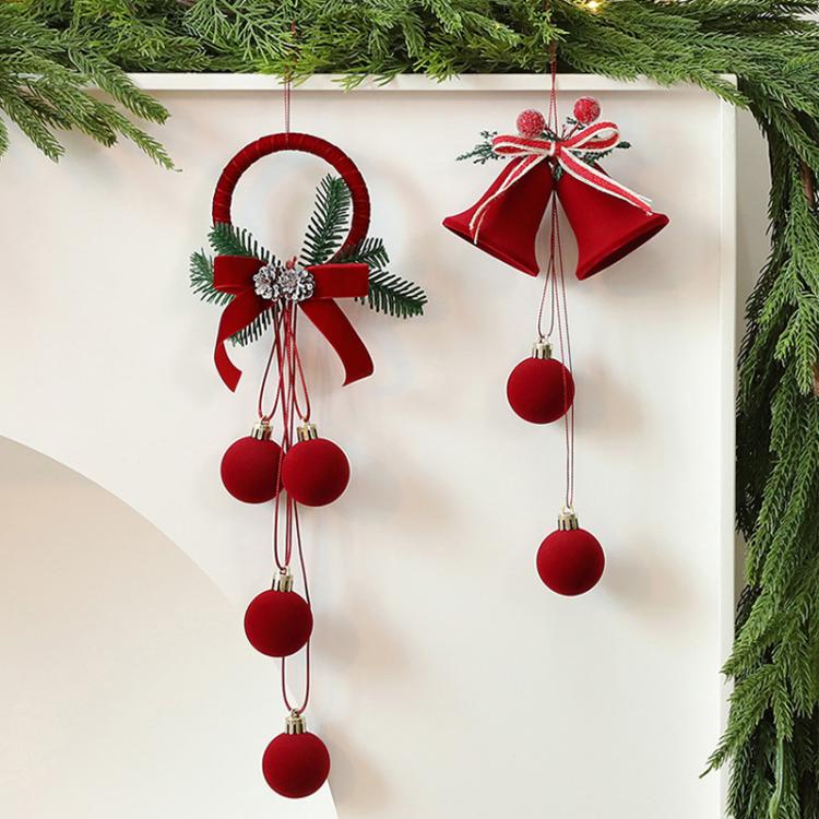 Christmas Flocking Decorations Window Hanging Accessories, Bell, Ball Bells, Alphabet Sign Double Bells, Bell Bow, Round Ring, Bow Double Bells, Christmas Ball, Christmas Ball Style B, Medium Bell, Hand-painted English Style A, Double Bell Ring Style B...