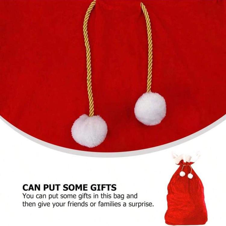 Velvet Santa Drawstring Bag Jumbo Holiday Candy Sack Christmas Gift Bags With Cinch Closure, 70x50cm, 70x100cm