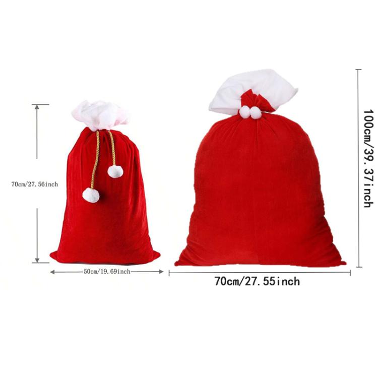 Velvet Santa Drawstring Bag Jumbo Holiday Candy Sack Christmas Gift Bags With Cinch Closure, 70x50cm, 70x100cm