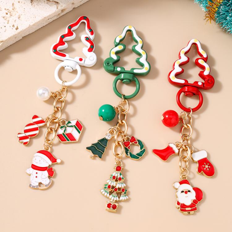 Christmas Keychain Pendant Bag Decoration, Christmas Tree Wreath, Santa Claus Gloves, Christmas Snowman Gift