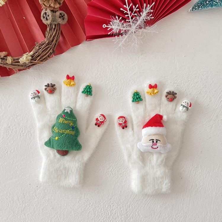 Christmas Gloves Doll Plush Warm Outdoor Riding Gloves, Adult One Size, 3-8 Years Children Model