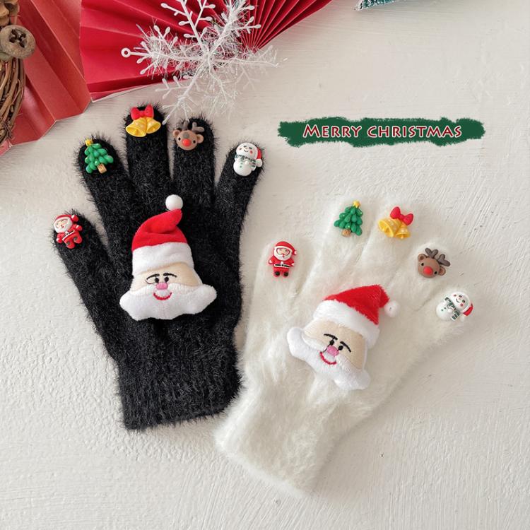 Christmas Gloves Doll Plush Warm Outdoor Riding Gloves, Adult One Size, 3-8 Years Children Model