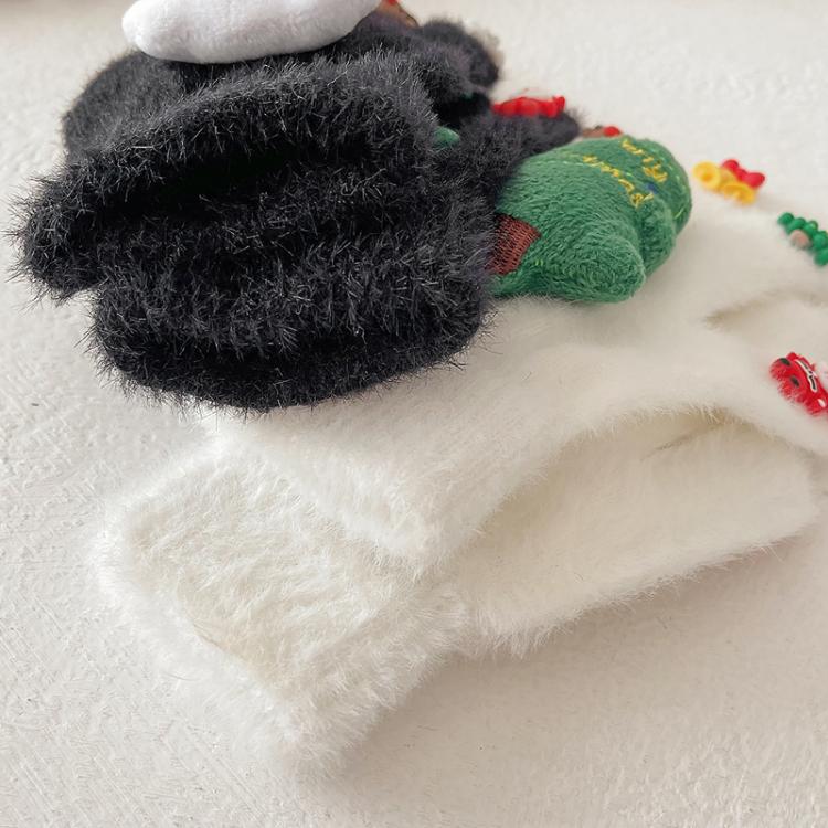 Christmas Gloves Doll Plush Warm Outdoor Riding Gloves, Adult One Size, 3-8 Years Children Model