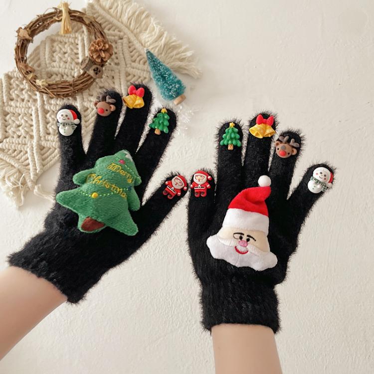 Christmas Gloves Doll Plush Warm Outdoor Riding Gloves, Adult One Size, 3-8 Years Children Model