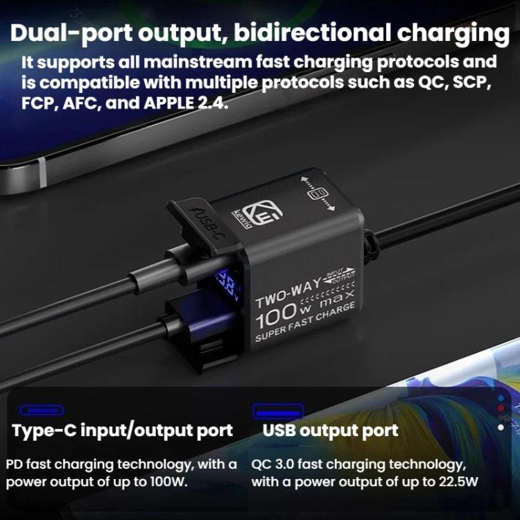 100W Motorcycle Dual-Way Phone Charger Smart Vehicle Charger With Digital Display, B13