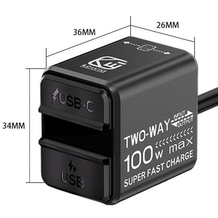 100W Motorcycle Dual-Way Phone Charger Smart Vehicle Charger With Digital Display, B13