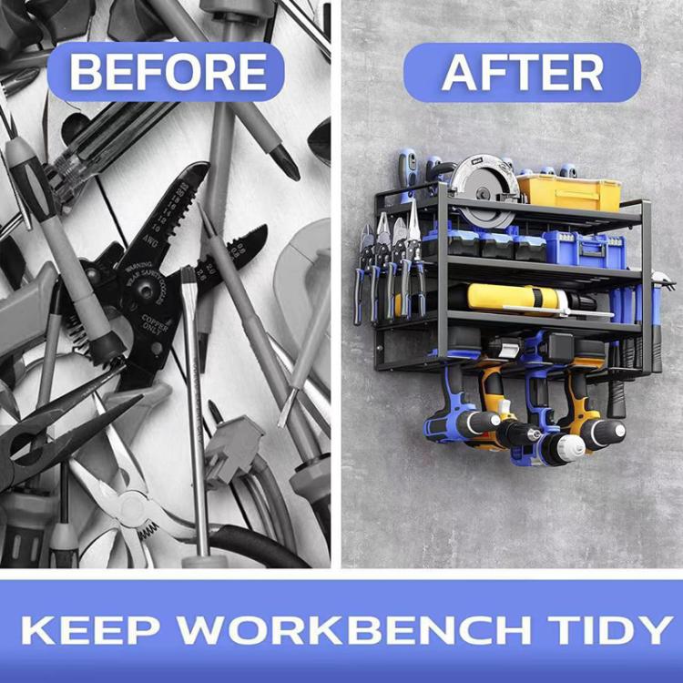 Power Tool Storage Rack Wall-Mounted Hardware Tool Rack, 3 Layers, 4 Layers, B-3 Layers