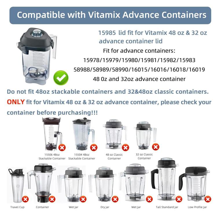 Replacement Lid For Vitamix 48 Oz & 32 Oz Advance Container Leak-Proof Cover