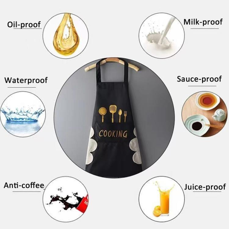 Waterproof Oil-Resistant Apron with Fork & Knife Print Unisex Adjustable Cooking Smock