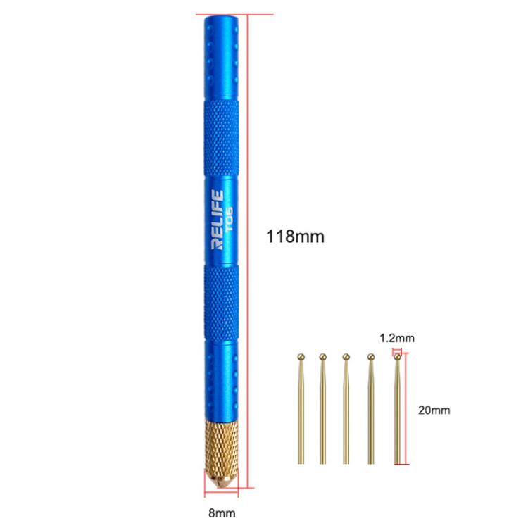 6 In 1 High Purity Copper Solder Mopping Pin Set Cell Phone Motherboard Repair Solder Mopping, RELIFE TO6