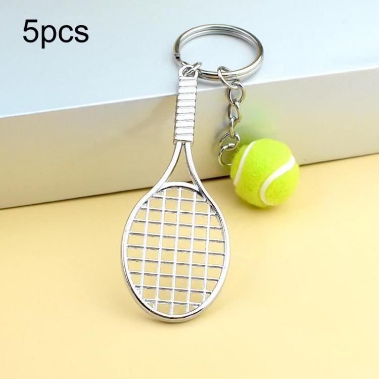 5pcs Creative Tennis Keychain Metal Pendant Souvenir Gift, A-035