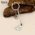 5pcs Creative Golf Ball Keychain Unisex Metal Key Ring Gift Souvenir, A-073