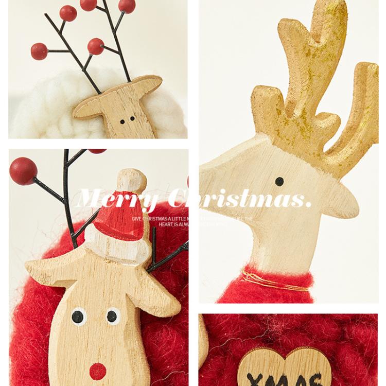 Christmas Decoration Desktop Mini Wool Felt Ornament, Red Christmas Tree, White Christmas Tree, White Red Christmas Tree, Brown Sheep Elk, White Sheep Elk, Red Sheep Santa Claus, Red Standing Santa Claus, White Standing Elk, Red Elk