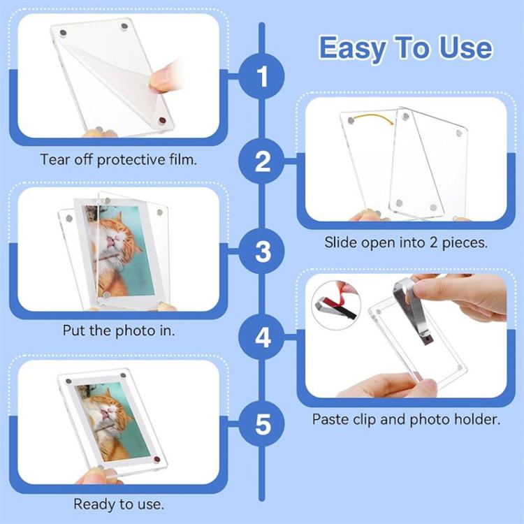 2pcs Acrylic Car Sun Visor Photo Clip Holder Magnetic Polaroid Clip