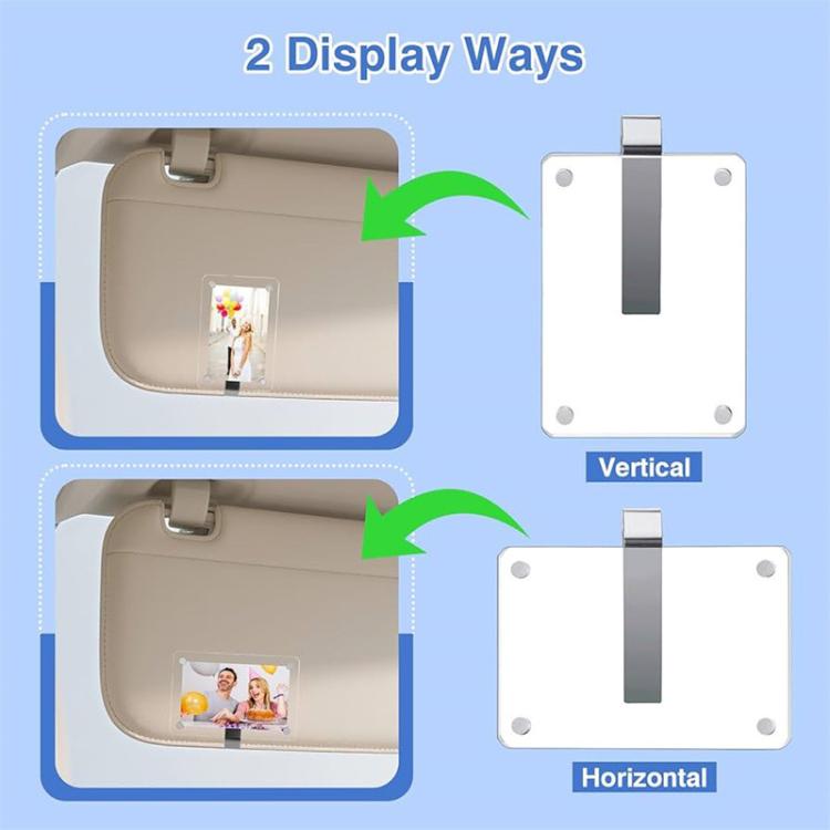 2pcs Acrylic Car Sun Visor Photo Clip Holder Magnetic Polaroid Clip