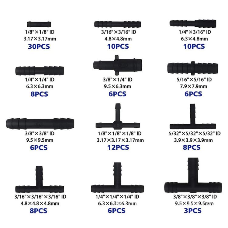 113pcs Universal Car & Garden Water Spray Pipe Quick Connector Kit Reducer / Tee / Straight Connectors