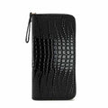 Women Long Alligator Pattern Wallet Multi-Card Holder Wristlet Clutch with Textured Shiny Finish