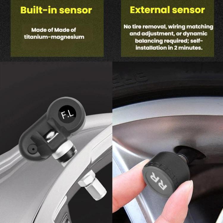 Cigarette Lighter Type Car Battery Tire Pressure Monitor, External, Internal