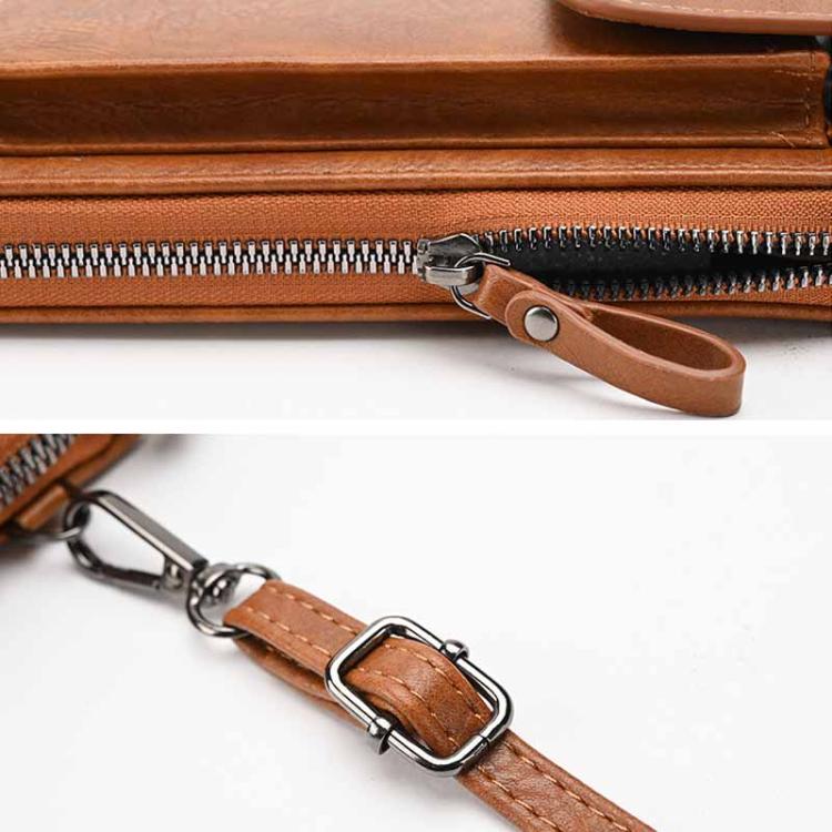 Women Vertical Multi-functional Phone Wallet Shoulder Crossbody Bag with Flip Cover PU Leather Purse