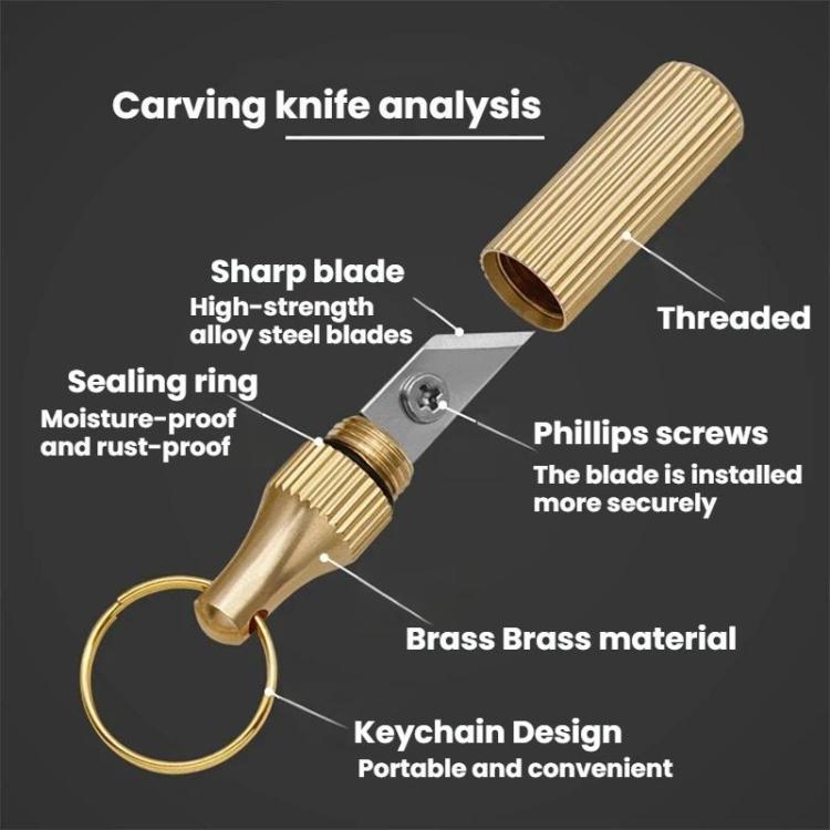 2pcs Capsule Engraving Knife Mini Portable Keychain Brass Small Engraving Knife, Gold+Silver