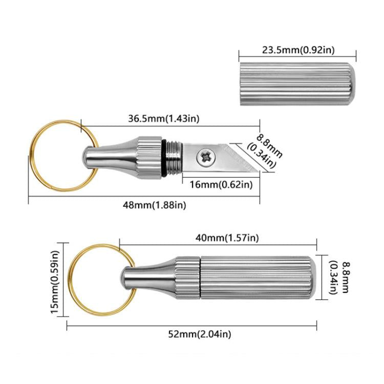 2pcs Capsule Engraving Knife Mini Portable Keychain Brass Small Engraving Knife, Gold+Silver