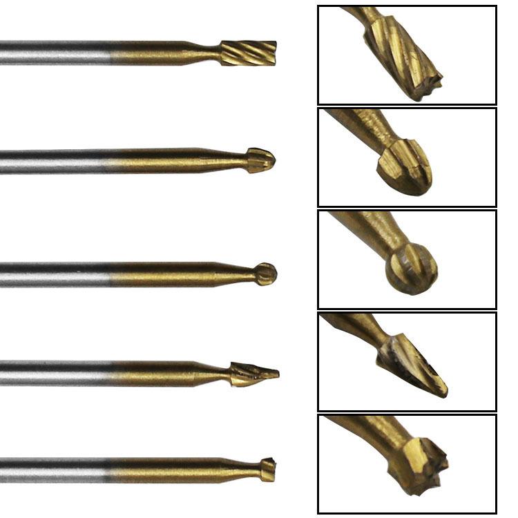 HSS Titanium Plated Rotary File Woodworking Milling Cutter Wood Carving Cutter, 10pcs
