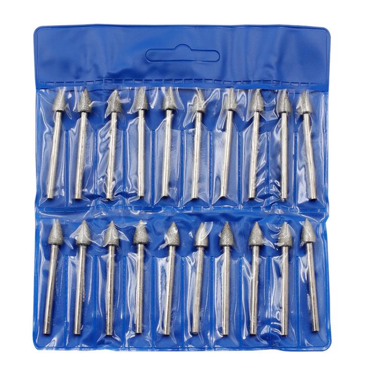 120 Mesh Pointed Diamond Grinding Head Diamond Fine Sanding Rod Jade Engraving Grinding Heads, 20pcs Pointed