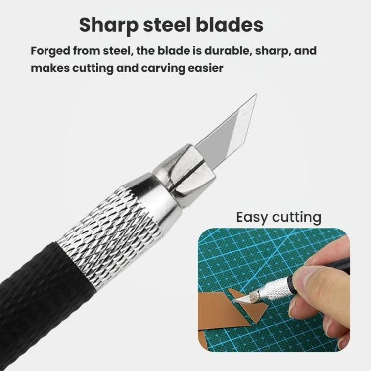 14pcs /Set Rubber Stamp Paper Cutting Carving Knife DIY Fruit Carving Knife, Pink, Black, Green