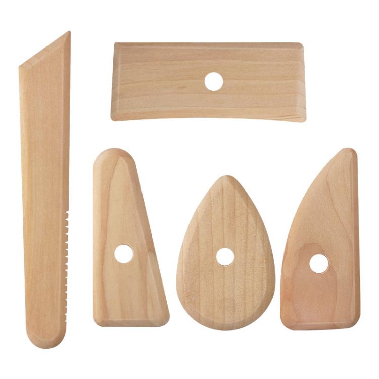 Pottery Clay Carving Art Soft Pottery Wooden Tools Handmade DIY Wooden Skeleton Knife, 5pcs /Pack Wooden Tools