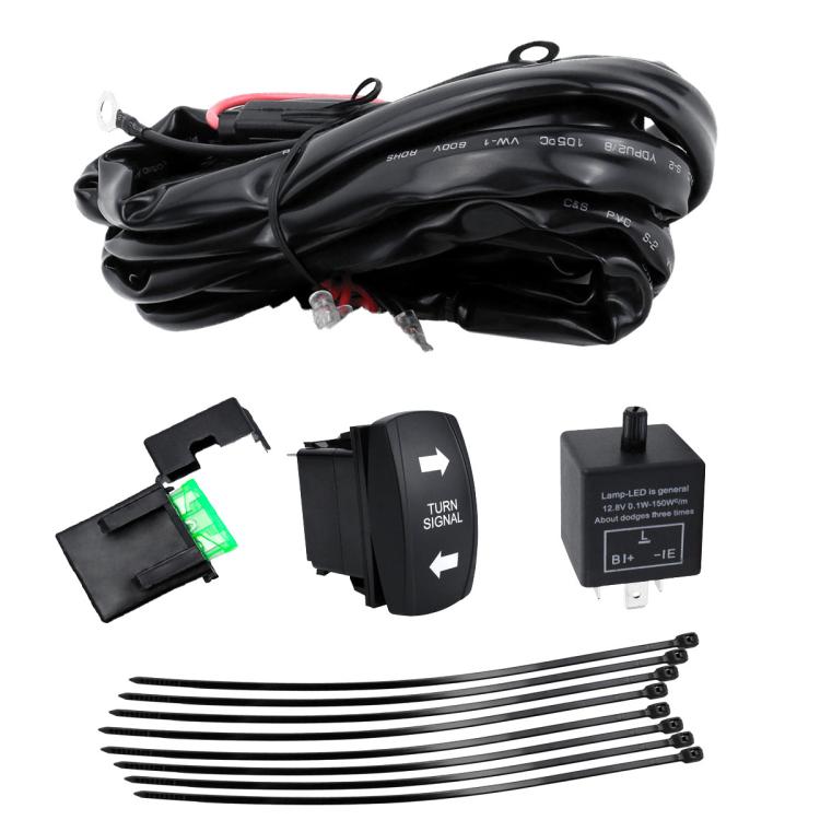 UTV Signal Light Switch Wiring Harness Kit With Waterproof 12V Automotive Relay, Headlight Model With Rock Light Wiring Harness, Bar Light Model With Flagpole Light Wiring Harness, Turn Signal Model With Turn Signal Stalk Switch