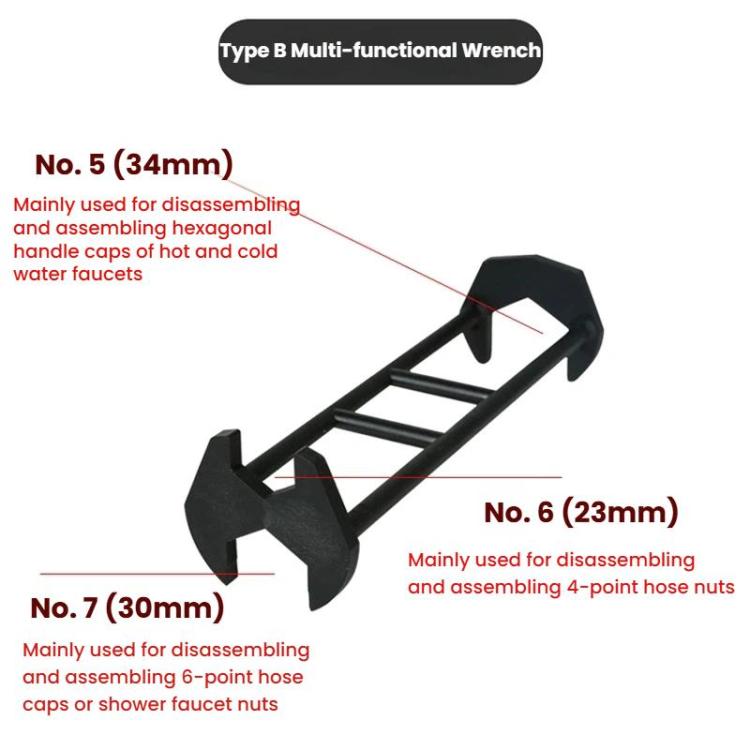 2pcs Multi-function Faucet Installation Wrench Sink Pipe Angle Valve Installation Repair Removal Tool, A Small+B Large