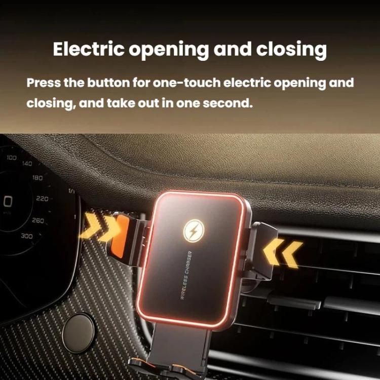 SD15 15W Electric Auto-Clamping Car Air Vent Mount 3-Axis Linkage Phone Wireless Charger With Ambient Light, SD15