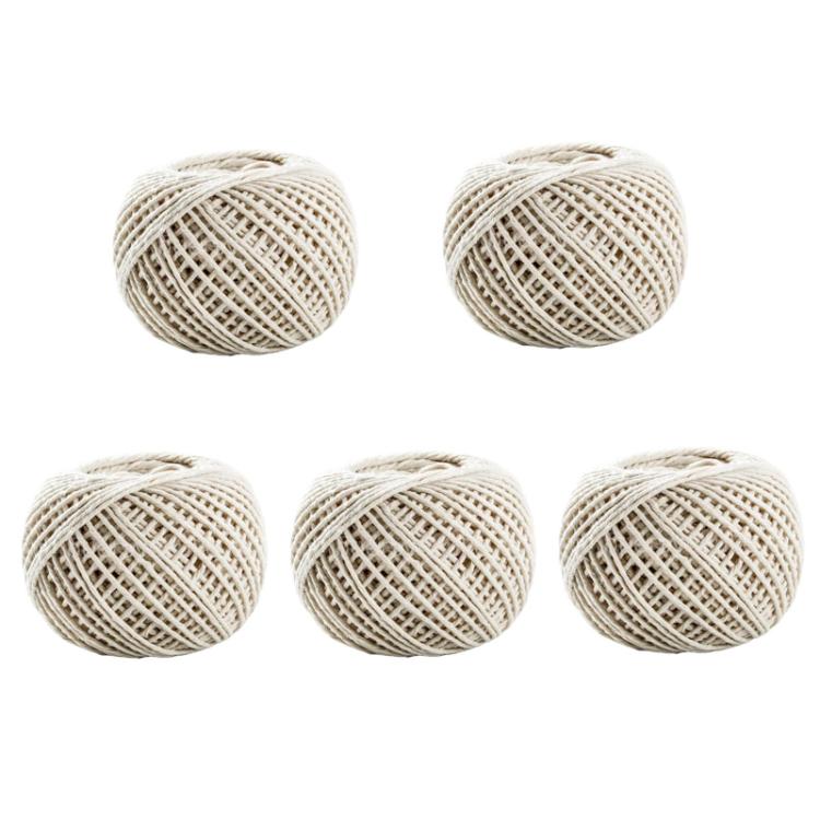 5pcs 70m DIY Food Packaging Rope Cotton Thread, Beige, Blue White, Red White, Pink White, White Green, White