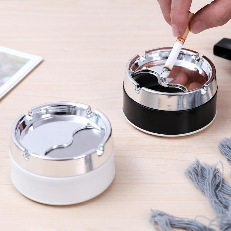 Rotating Sealed Ashtray with Lid Windproof Electroplated Finish Desktop Ashtray