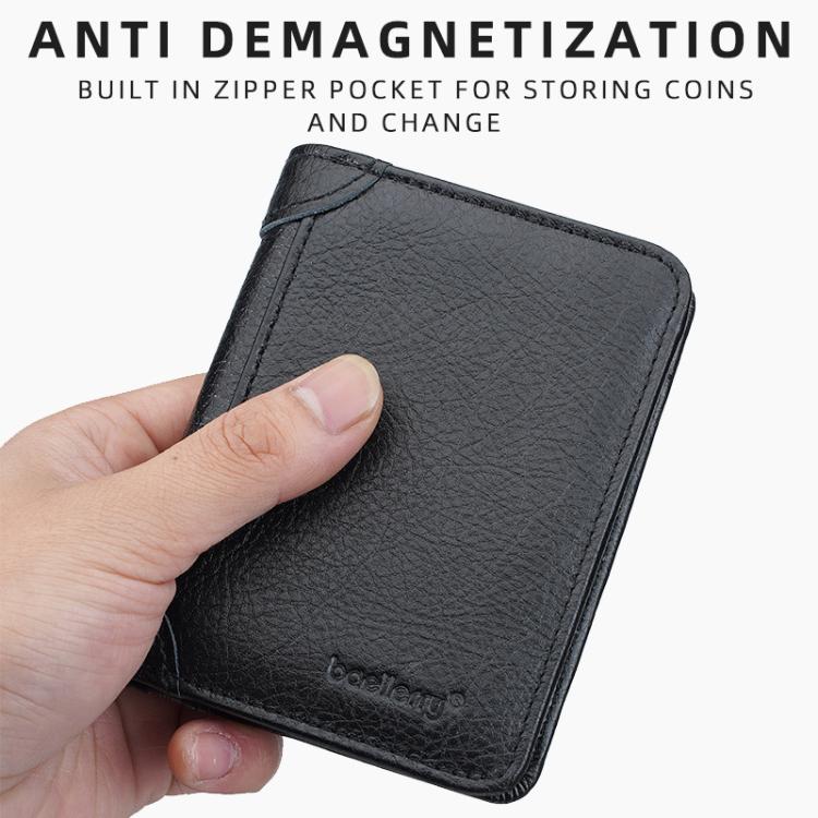 Baellerry D3112 Leather Men Short Wallet Vintage Tri-Fold Multi-Card Holder