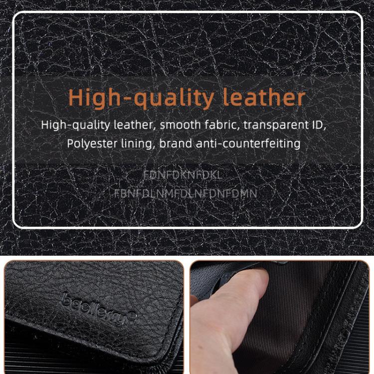 Baellerry D3112 Leather Men Short Wallet Vintage Tri-Fold Multi-Card Holder