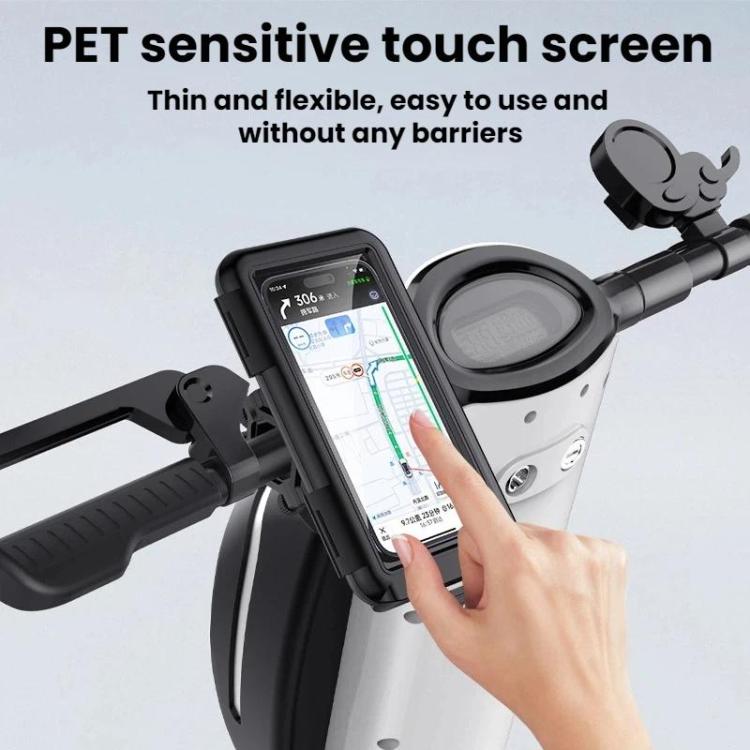 Fully Enclosed Waterproof Touchscreen-compatible Bicycle Motorcycle Phone Holder, Rearview Mirror Mount 6.7 inches, Handlebar Mount 6.7 inches, Rearview Mirror Mount 7.4 inches, Handlebar Mount 7.4 inches