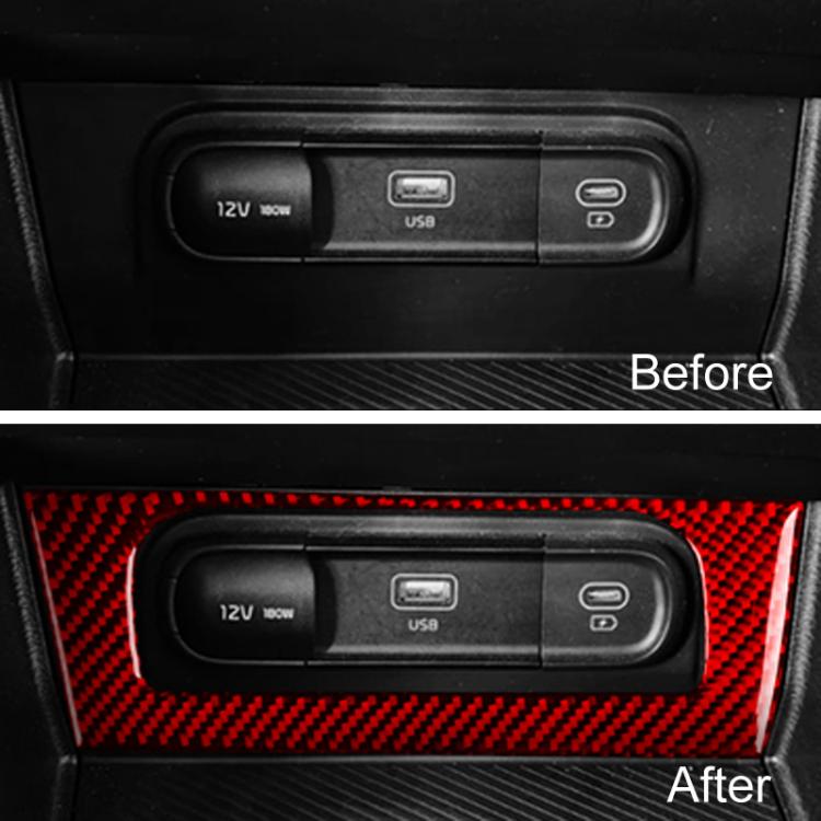 For Kia Sportage NQ5 22-25 Center Console Charging Frame Decorative Sticker, Red Carbon Fiber