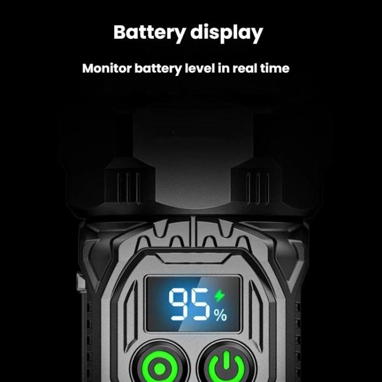 SMILING SHARK High-Brightness Flashlight With Power Display Outdoor Long-Range Spotlight, Rainbow Side Light, COB Side Light