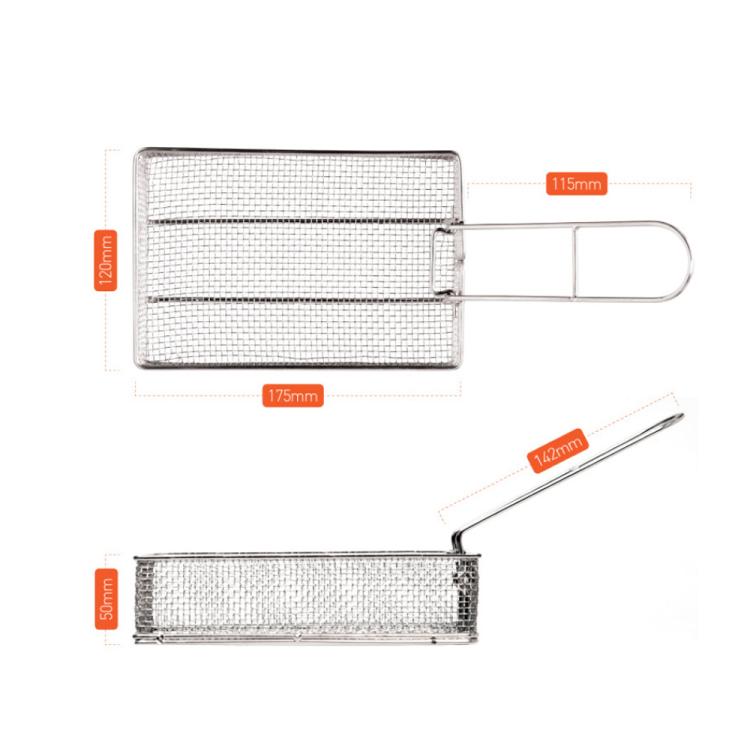 COOL CAMP Camping Stainless Steel Foldable Strainer Frying Basket for Outdoor Cooking,, 175 x 120 x 50mm