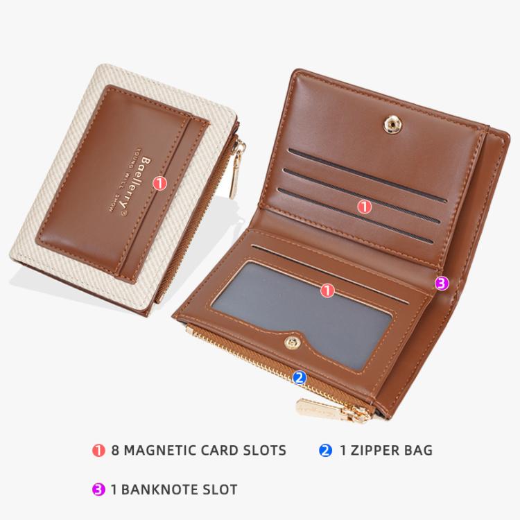 Baellerry N8360 Women Compact Wallet Multi-Card Compartment Coin Purse Zipper Card Holder