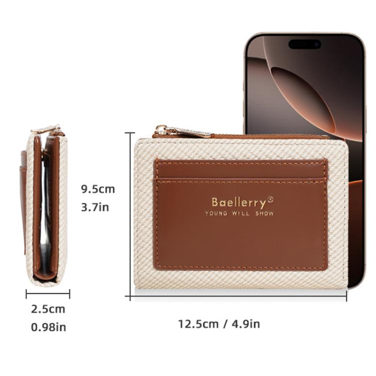 Baellerry N8360 Women Compact Wallet Multi-Card Compartment Coin Purse Zipper Card Holder
