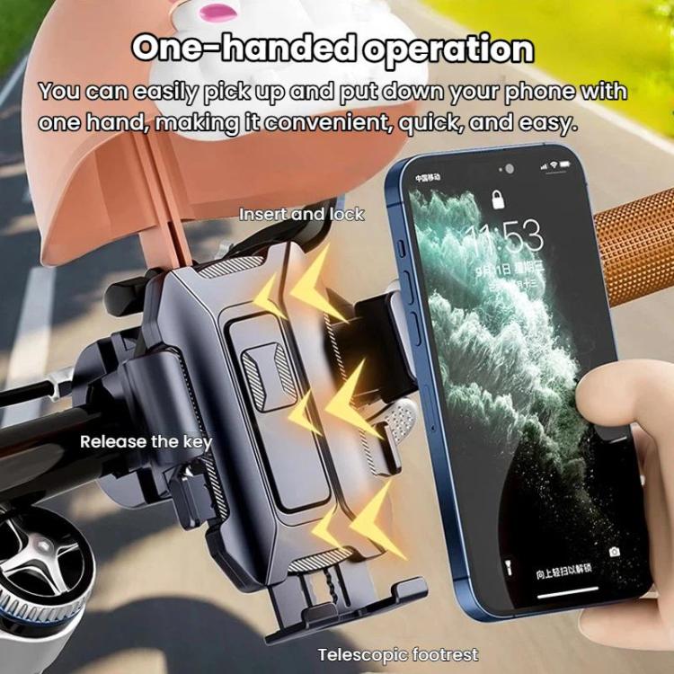 Outdoor Waterproof Motorcycle Phone Mount With Helmet Universal Phone Navigation Bracket, Handlebar Pink, Rearview Mirror Black, Rearview Mirror Pink
